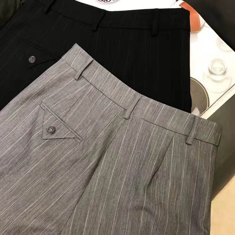 Casual suit pants high waist straight leg shorts women summer five-tenths pants plus size loose thin mid-length pants