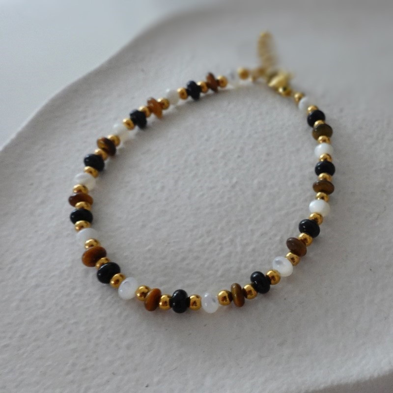 Freshwater pearl bracelet natural stone 24K real gold electroplated niche delicate commuting bead bracelet