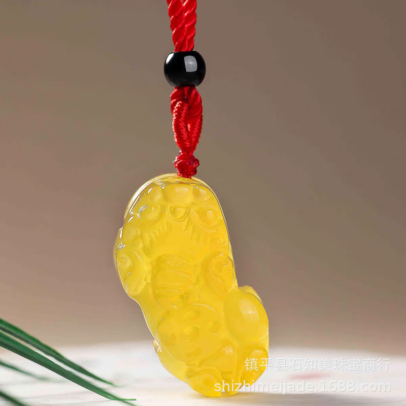 Ice Seed Yellow Chalcedony Guanyin Buddha Pendant Men Women Yellow Agate Auspicious Cloud Lock Pixiu Multi Pendant Live Broadcast