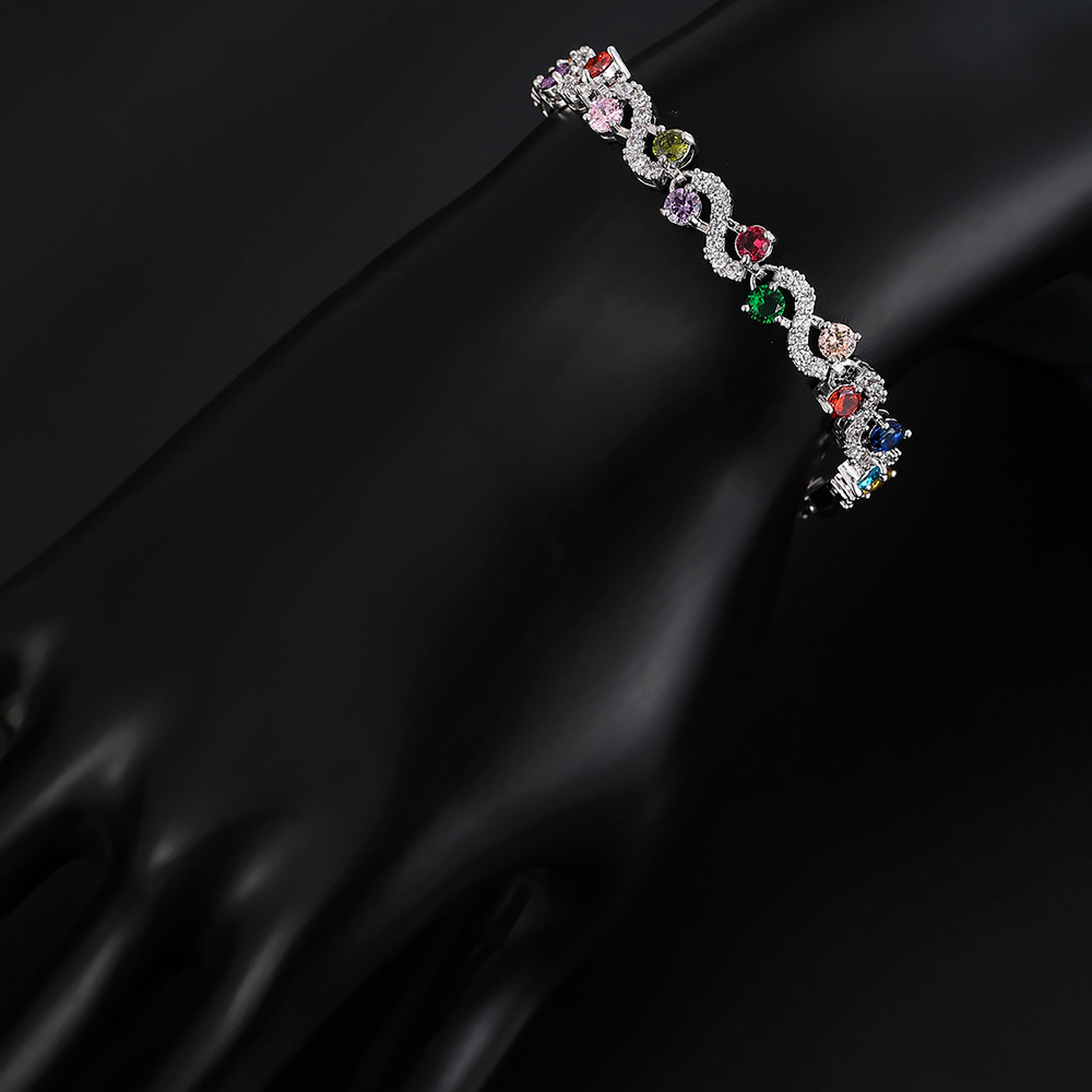 Rainbow crystal zircon bracelet popular full diamond party bracelet