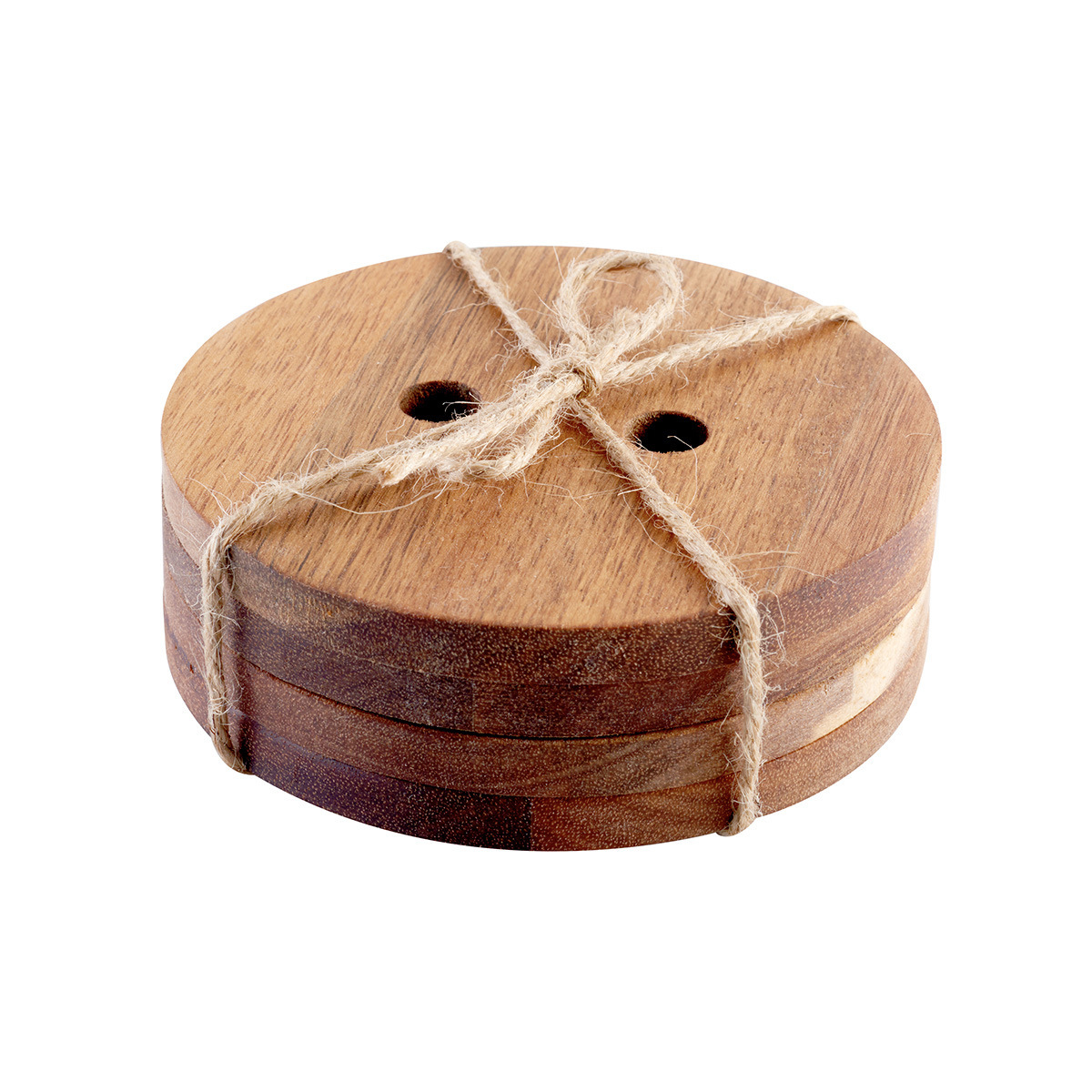 Wooden coaster four-piece set commercial acacia wood black walnut splicing laser carving round irregular heat insulation coaster