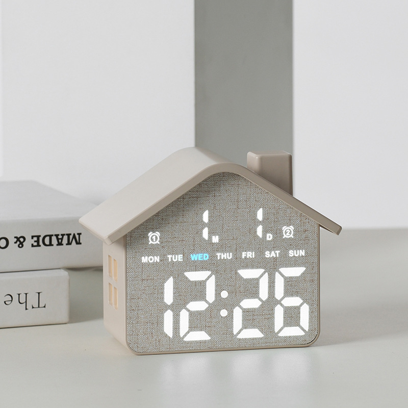 New Home Decoration House Shape Alarm Clock Multifunctional Children Clock with Night Light Bedside Clock LED Clock GH8063