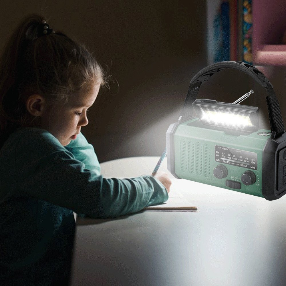 Disaster emergency solar hand-crank radio flashlight hand-crank emergency power generation USB charging 10000