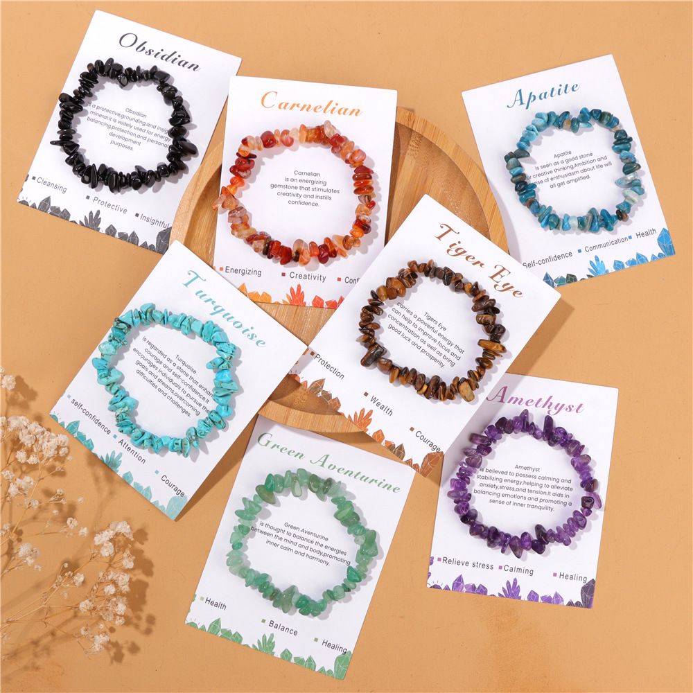 Crushed stone bead bracelet business multi-color card paper elastic rope bracelet hand jewelry