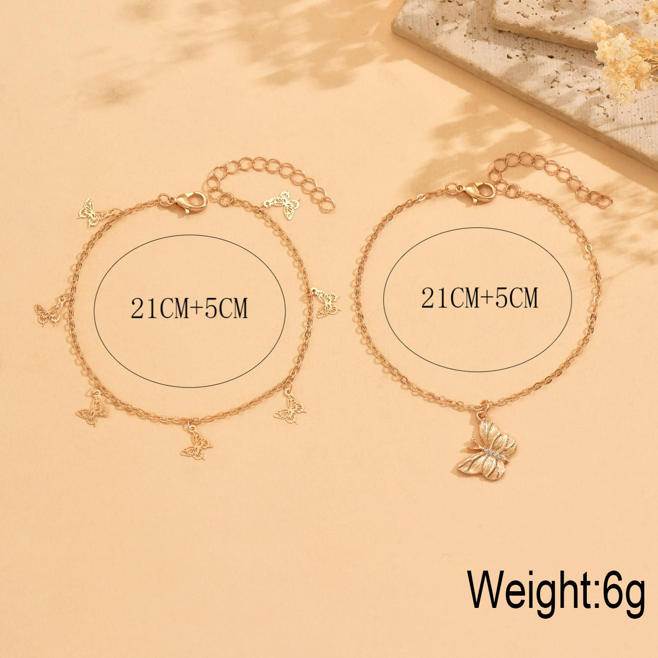 Accessories Butterfly Pendant Anklet Cross Chain Anklet Set