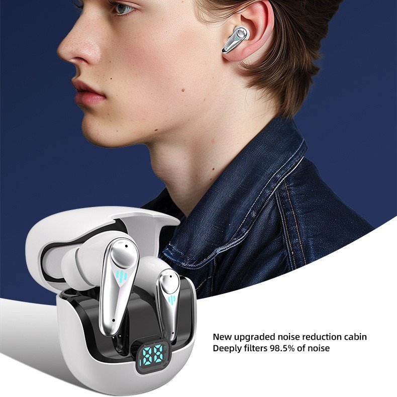 Gaming Bluetooth earphone 2.4GHz ultra-low latency in-ear noise reduction function TWS battery display ultra-long battery life