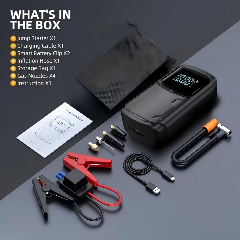 Car Emergency Start Power Supply Vehicle-Mounted Inflator Pump Integrated Machine Multi-Function Large Capacity Jump Starter