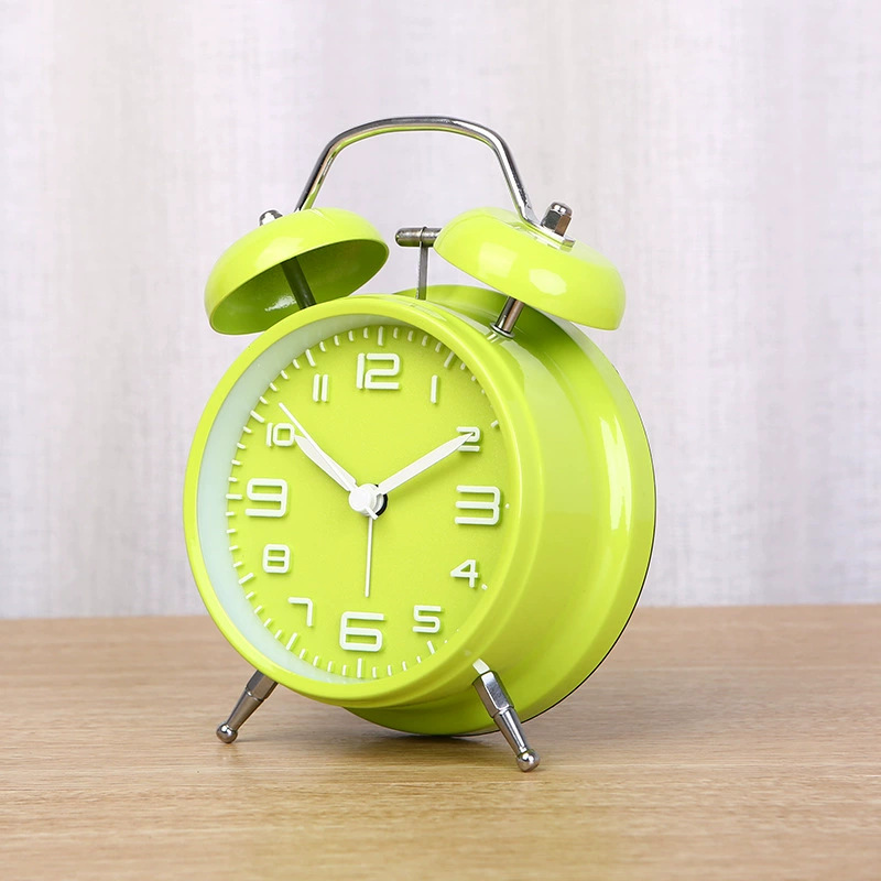 4-inch silent alarm clock metal bell clock ASiDA sweep second hand three-dimensional digital with luminous student clock