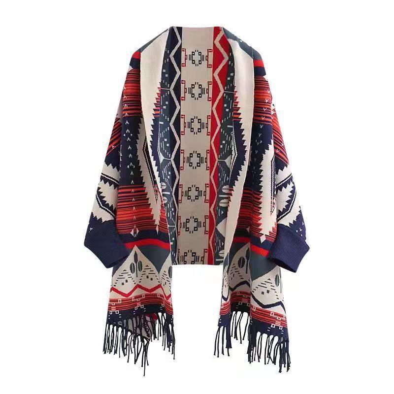 Ethnic Style Shawl Cape Yunnan Lijiang Travel Camping Blanket Outer Wear Cape Shawl Scarf Women