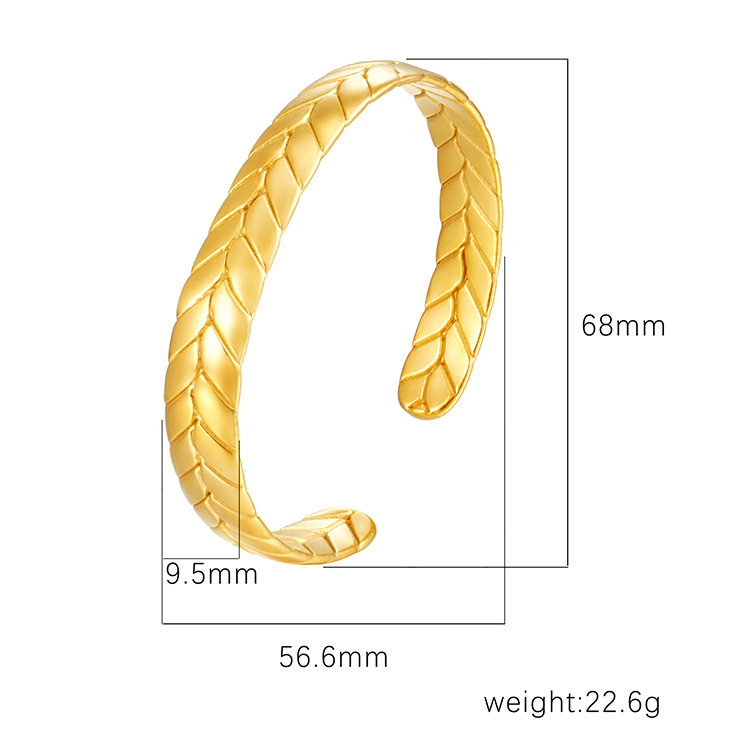 Exclusive stainless steel open bangle for women, C-shaped oil-pressed bracelet accessory