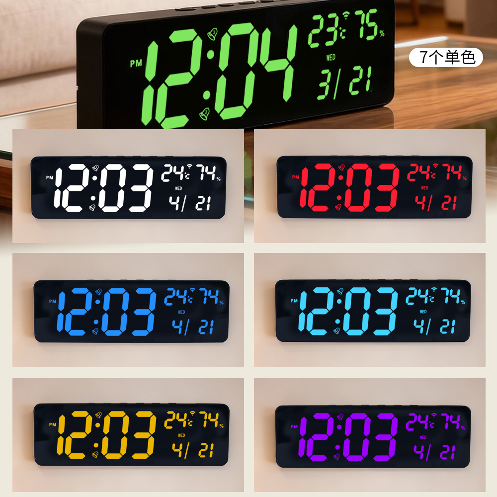 Digital Wall Clock Auto Time Bluetooth Smart Light Sensor Snooze Alarm Countdown Electronic Calendar Clock RGB Clock