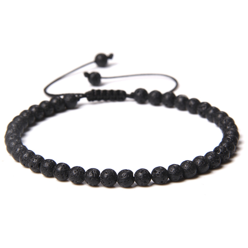 4mm stone bead handmade woven bracelet simple adjustable drawstring women's bracelet