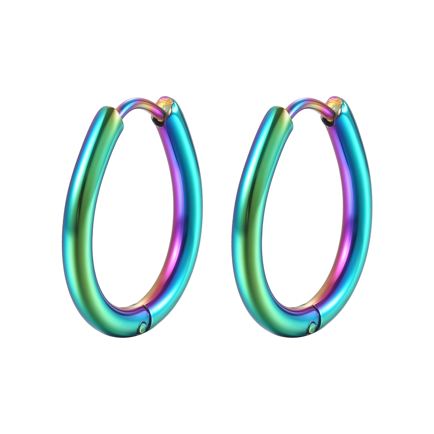 Geometric irregular stainless steel ear clips, five-pointed star, peach heart, square, polygon titanium steel earrings