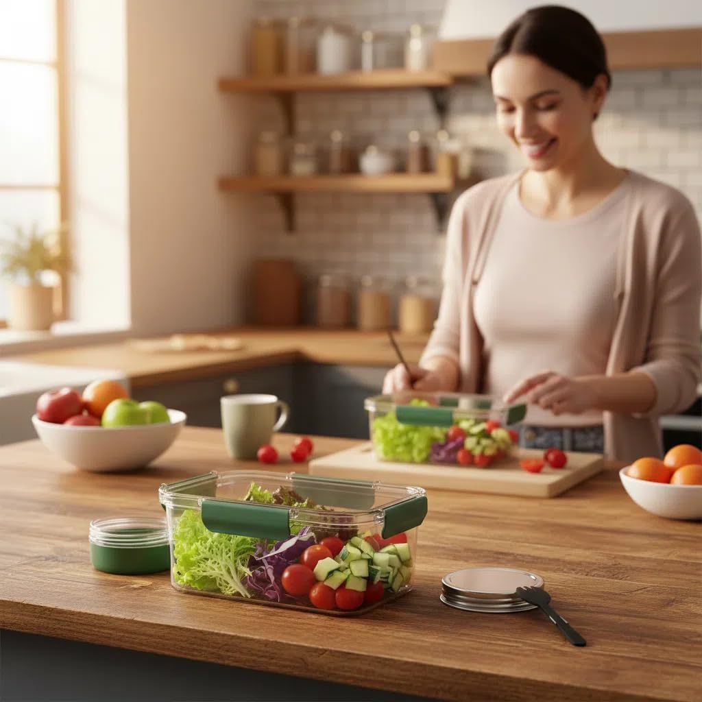 New Salad Bowl Salad Pod Mason Jar Portable Salad Fresh-Keeping Container with Fork Salad Lunch Box