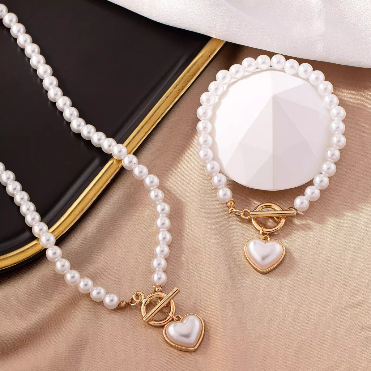 New love pearl OT buckle necklace romantic elegant jewelry accessory