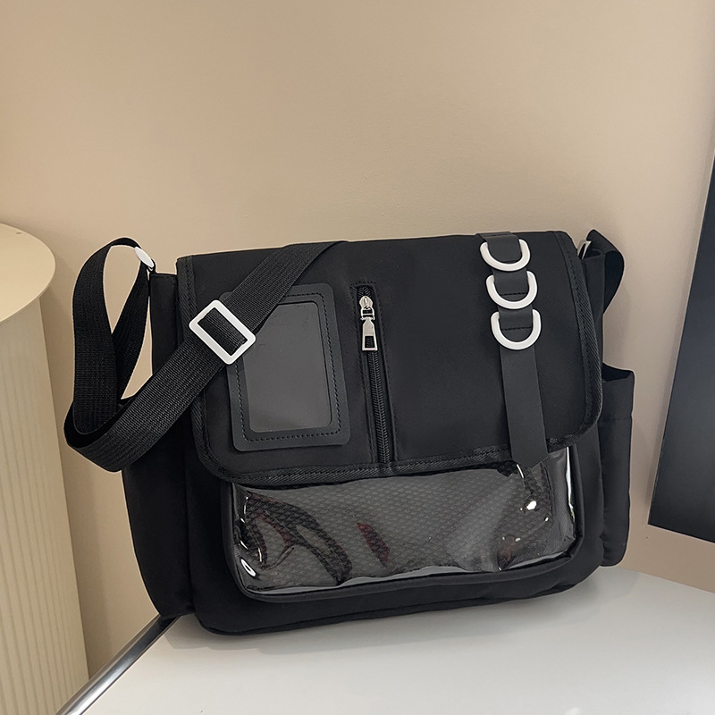 Large capacity simple women cute messenger bag transparent splicing pain bag student dopamine crossbody bag