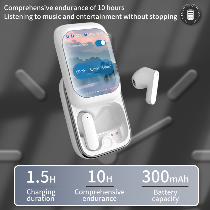 Strict H8 large screen slide smart Bluetooth earphone color screen display noise reduction touch screen multifunctional wireless TWS