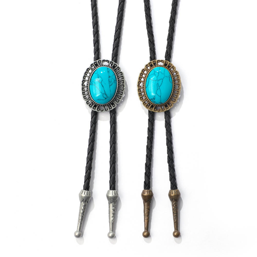 Turquoise Bolo Tie Pendant Men's Sweater Chain Western Cowboy Bolero Tie