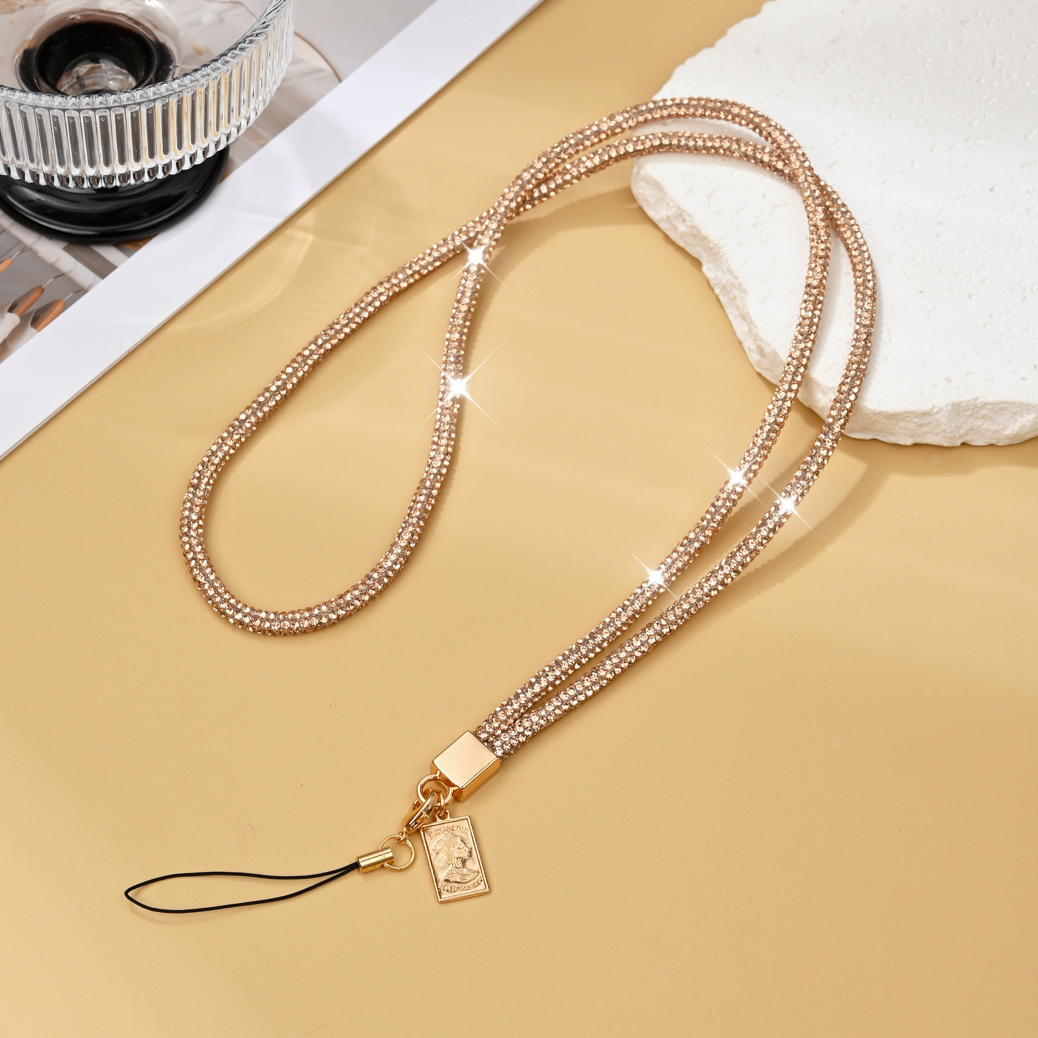 Phone lanyard luxury full rhinestone rhinestone phone chain neck long rhinestone chain women phone hang