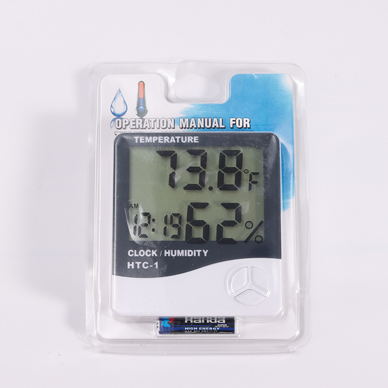 Thermometer hygrometer htc-2 indoor dry wet alarm clock temperature humidity meter electronic digital display time date alarm clock temperature control