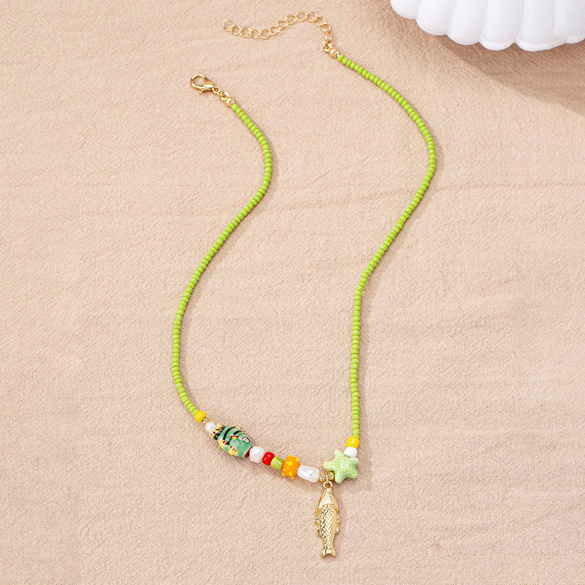 Qingdao Daiwei Accessories Bohemian Glass Bead Fish Starfish Pendant Necklace Summer