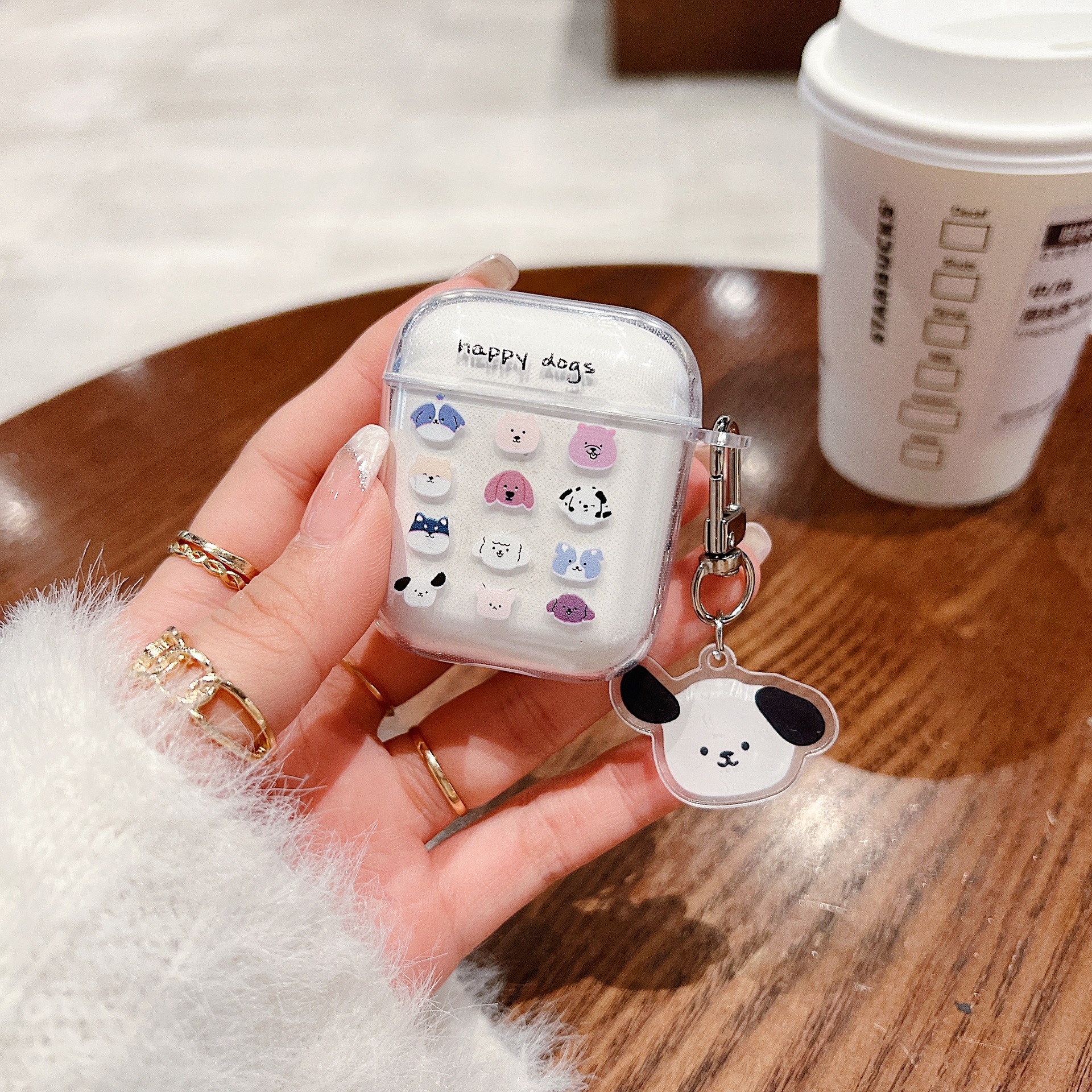 Wireless Bluetooth earphone case for AirPods 1/2 generation, transparent soft TPU anti-drop case for Apple Pro 3, cartoon dog