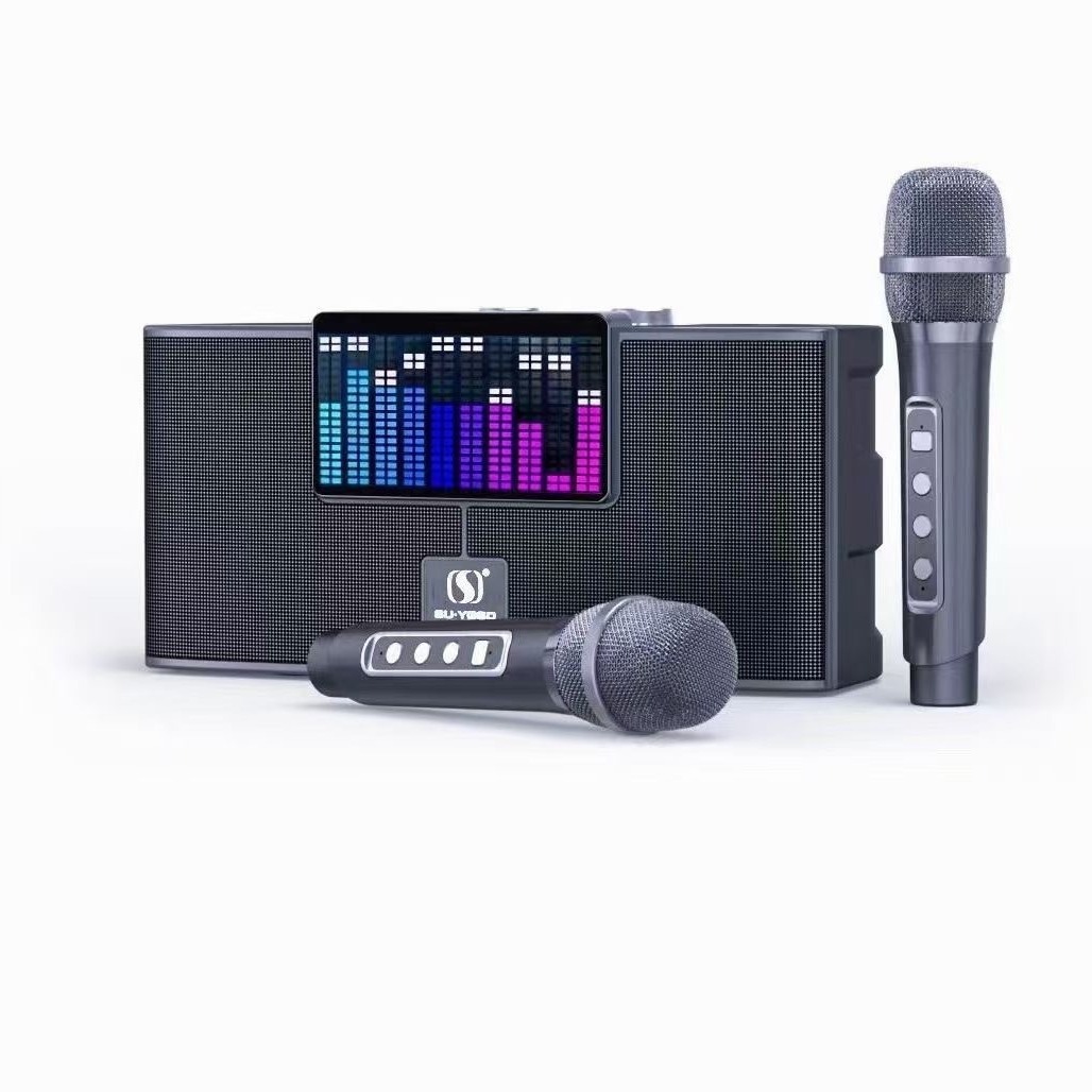 YS208 Bluetooth Speaker KTV Small Speaker Rock Bass Small Cannon Speaker Dual Microphone All-in-One Home Set