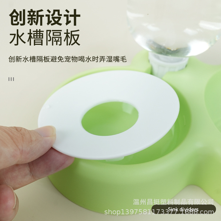 Automatic pet water and food dispenser, double bowl set for cats, combined feeding and watering