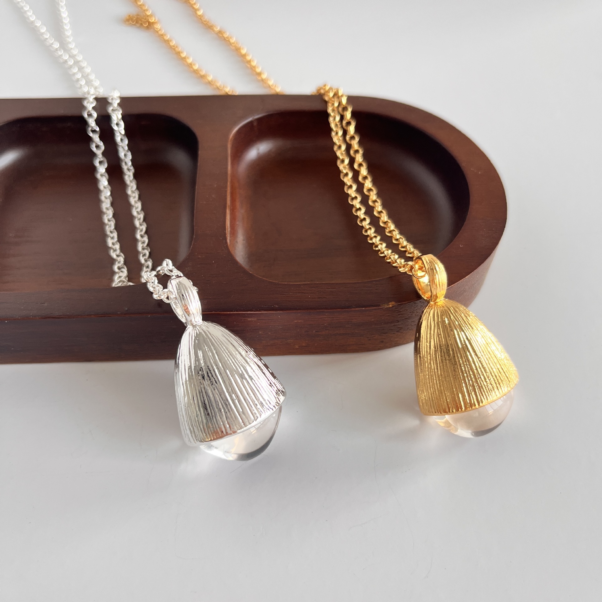 White Crystal Pinecone Suede Cord Long Necklace for Women Autumn Winter Sweater Chain