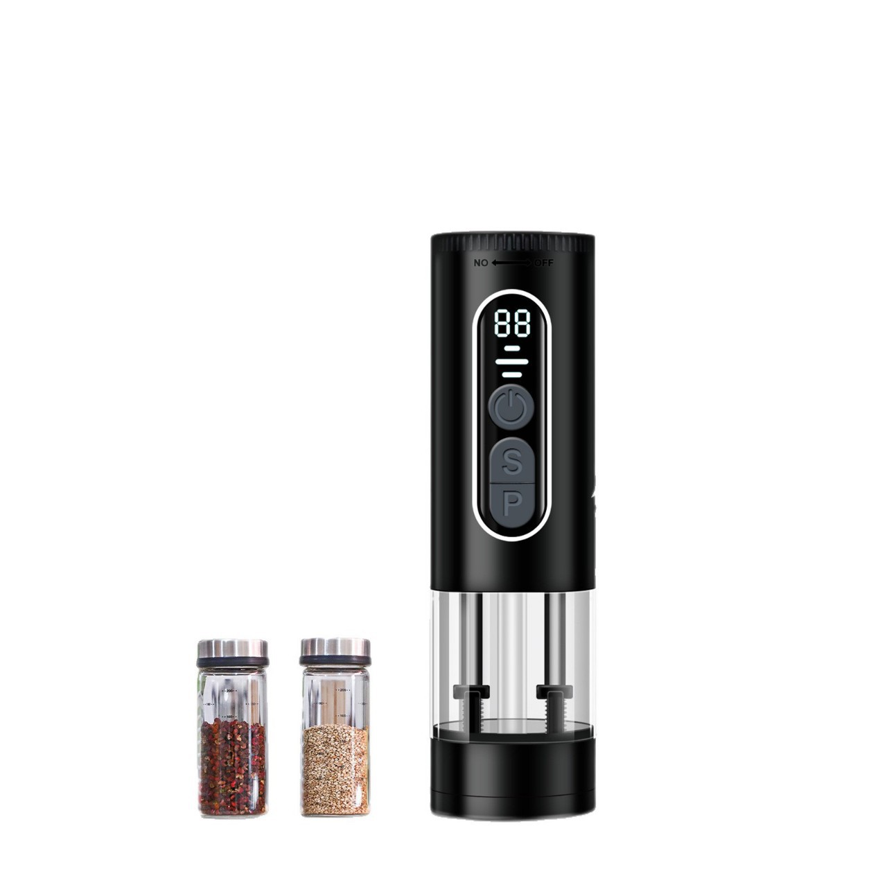 Electric pepper grinder 2-in-1 dual material bin dual grinding head salt pepper grind simultaneously powder grinder