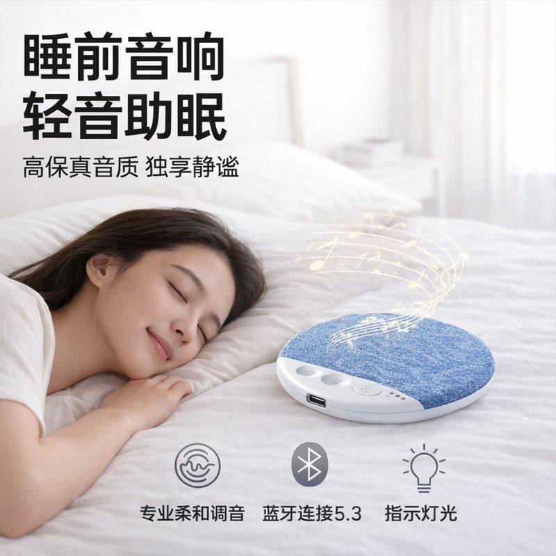 2026 new product bedside ultra-thin sleep speaker listen to music white noise pillow sleep aid Bluetooth speaker