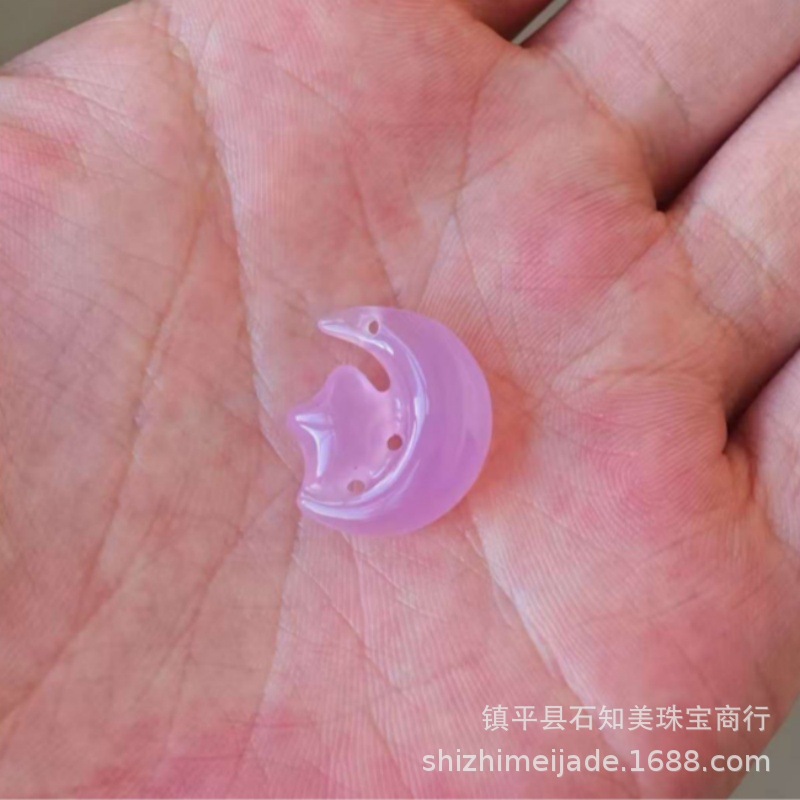 绳子随机配送 · 粉玉髓星月约20mm(小号）