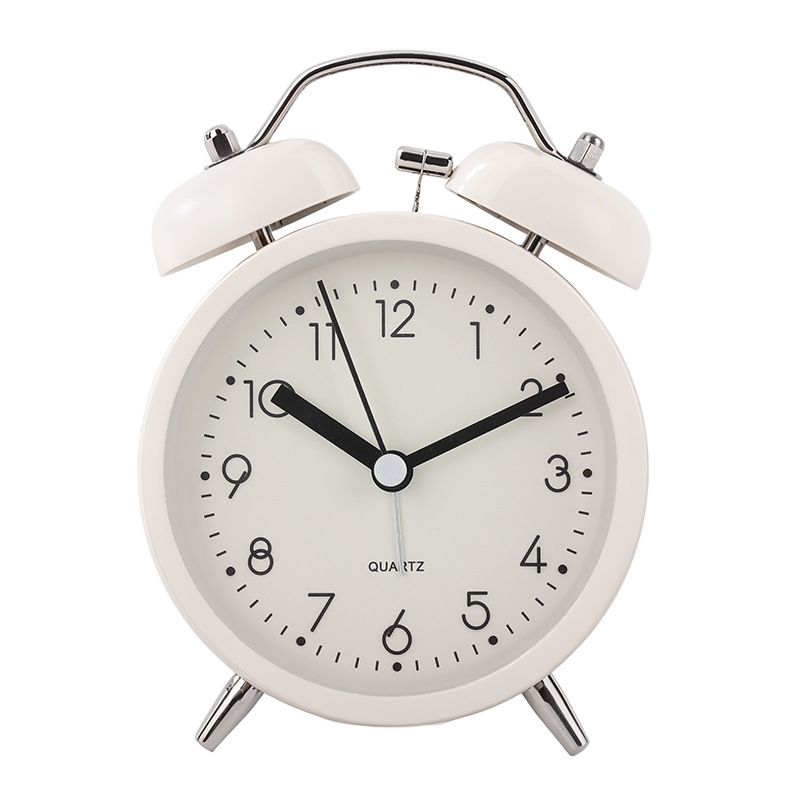New metal simple Nordic alarm clock, student wake-up loud bell bedside clock desk ornament luminous