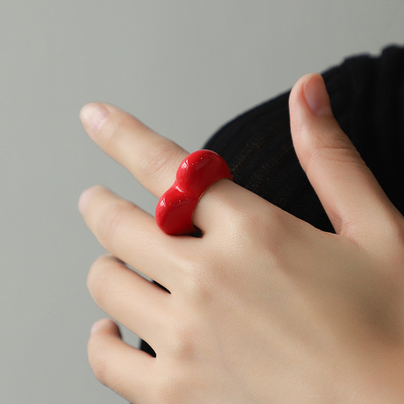 Kenjie Valentine's Day heart-shaped enamel ring original design colorful three-dimensional enamel ring