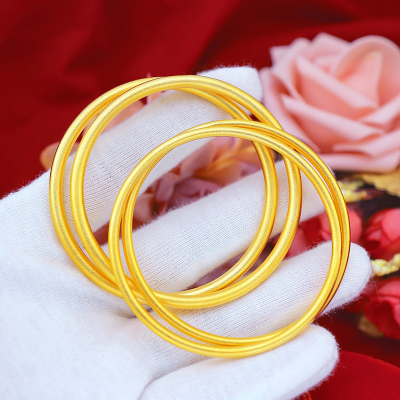 Ancient inheritance bracelet women Vietnam sand gold imitation gold solid 999 matte plain ring bracelet jewelry long