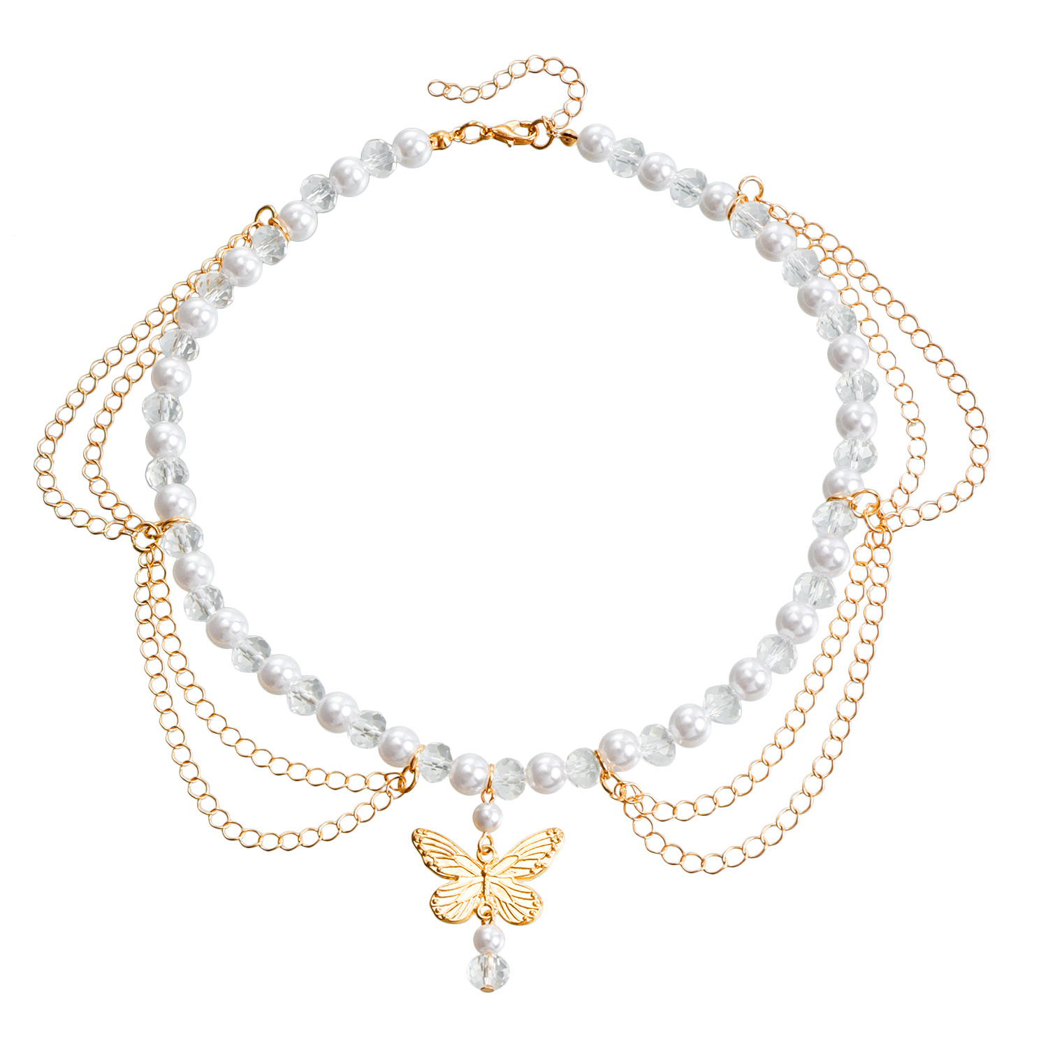 Accessories Double Layer High Gloss Pearl Tassel Cross Star Cross Necklace for Women