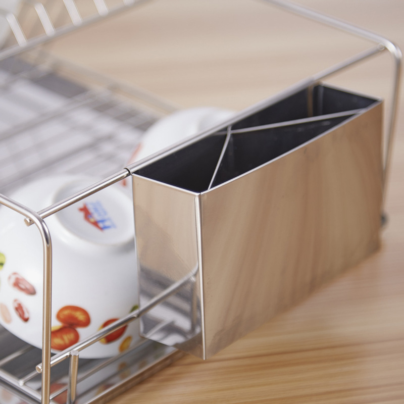Stainless Steel Kitchen Bowl Dish Storage Rack Multifunctional Double-Layer Tabletop Bowl Rack Dish Rack Drain Rack Kitchen Supplies