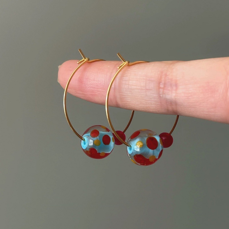 2025 Simple Dopamine Color Ball Ear Hoops for Women Niche Skin-Brightening Earrings