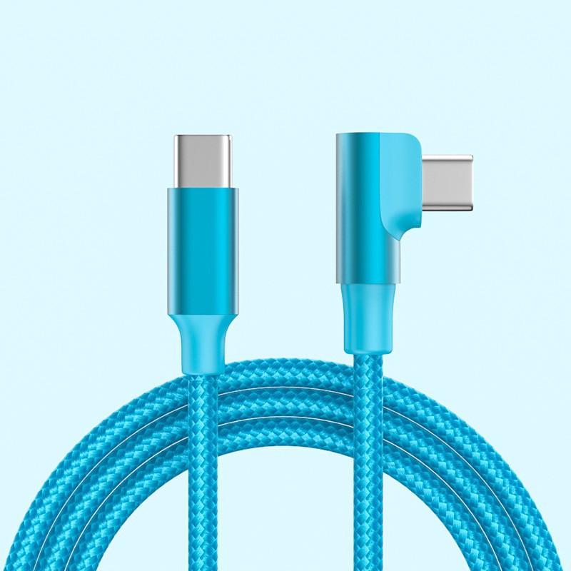 60W 3A curved data cable c to c dual type-c nylon braided PD fast charging data cable for phone tablet