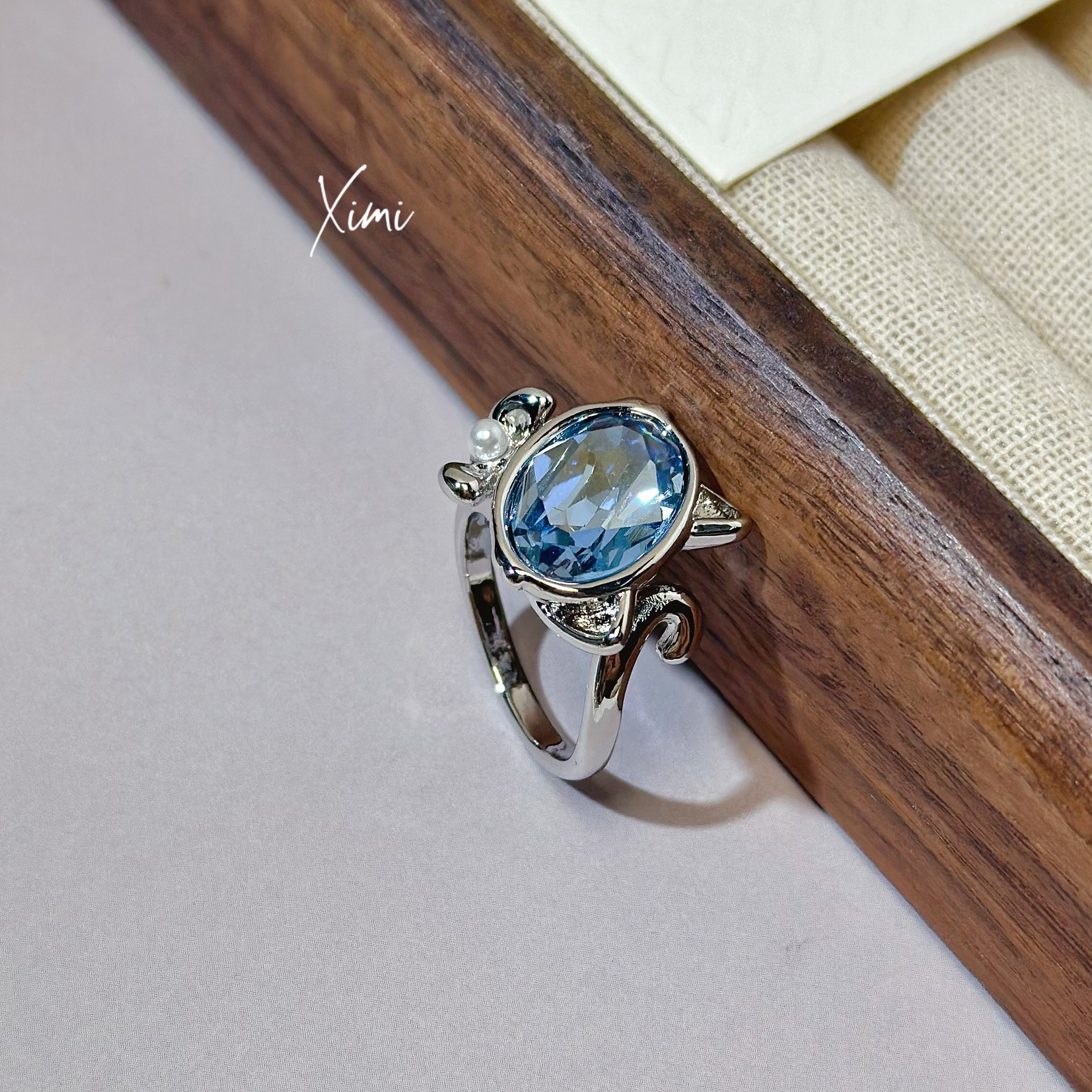 New Rhinestone Crystal Cat Open Ring for Women Band Exquisite Cute Hand Jewelry Fine