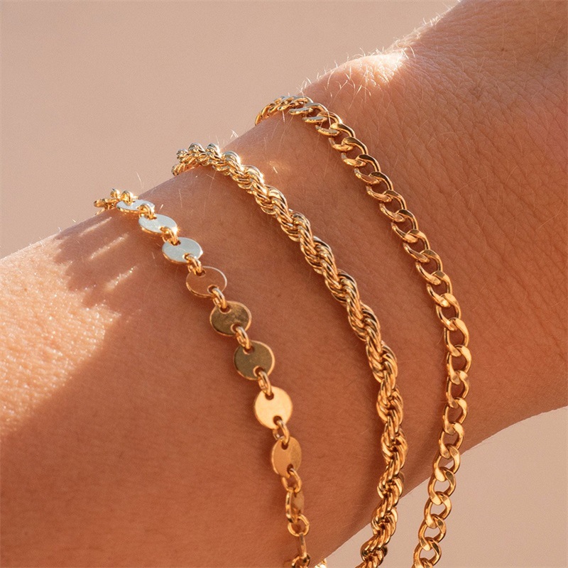 eManco New Twist Chain Bracelet Women Hip Hop Punk Gold Stainless Steel Bracelet Gold Plated Hand Jewelry Accessories