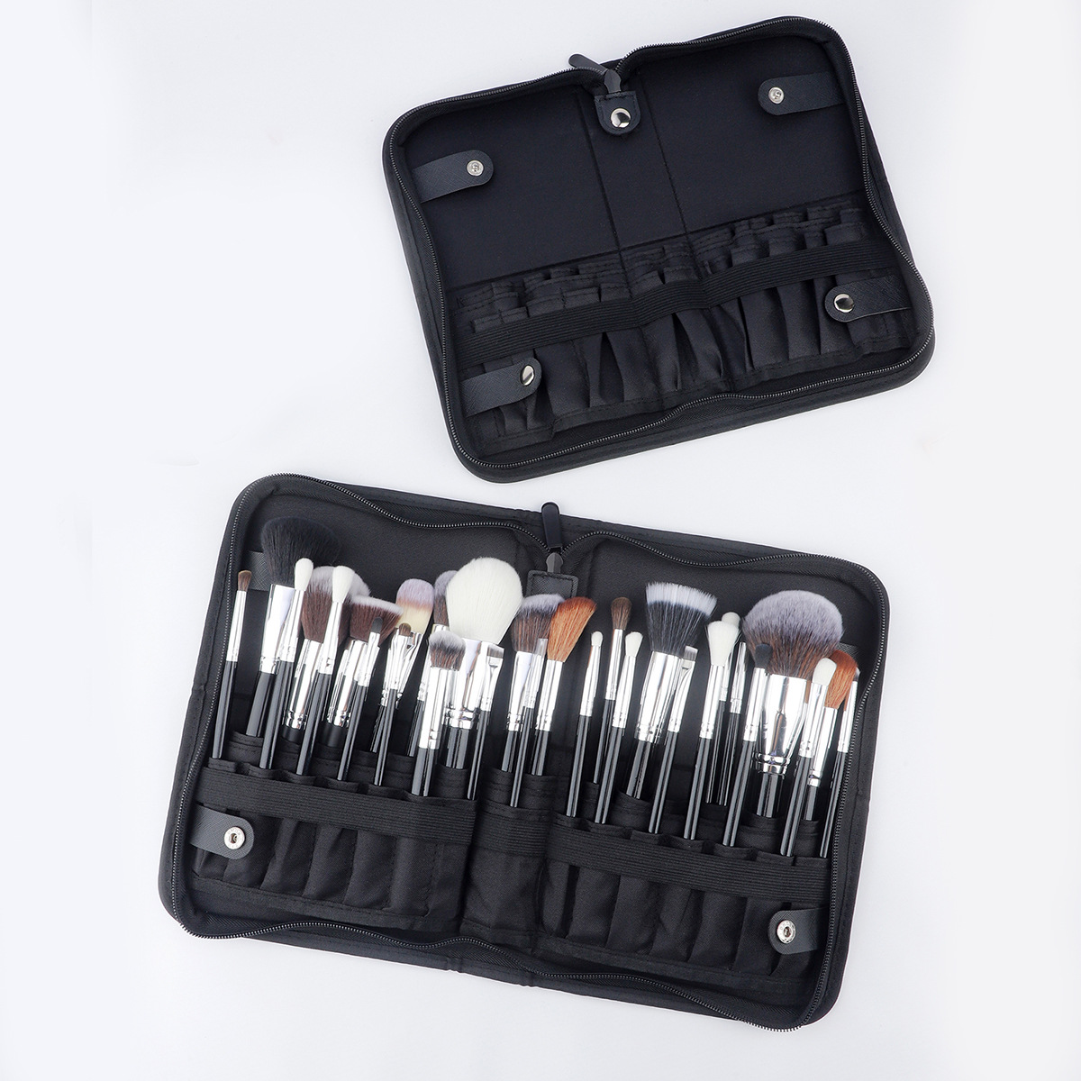 14-40 Hole Makeup Brush Bag Large Storage Bag Large Capacity Black Book Page Foldable Cosmetic Bag