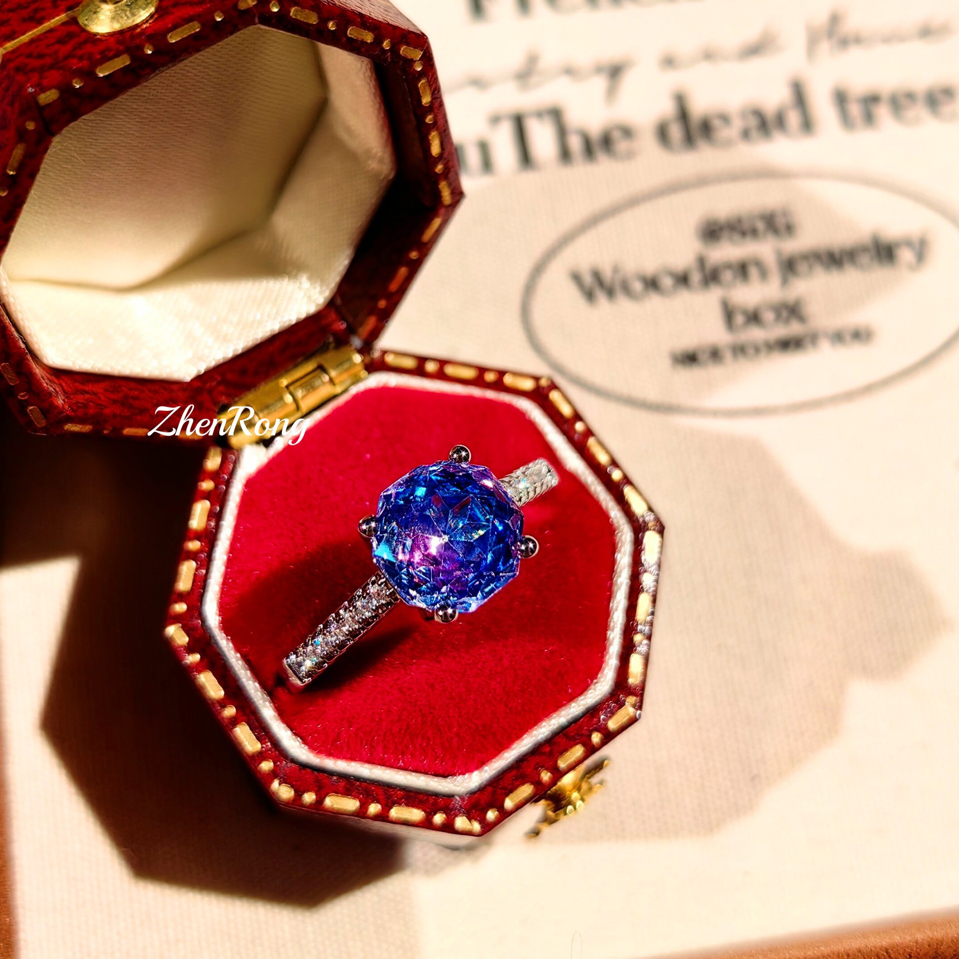 Octagonal millennium rose cut Paraiba necklace pendant inlaid high carbon diamond炫彩 diamond earrings yellow diamond ring women