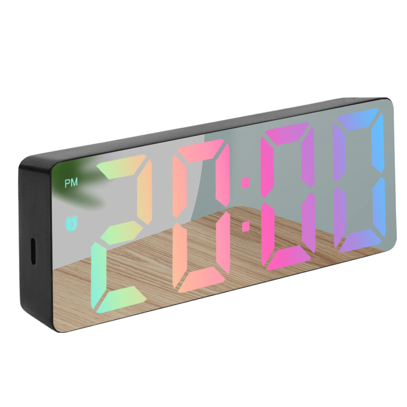 Colorful Mirror LED Clock Electronic Clock Simple Desktop Ornament Large Screen Digital Clock Electronic Alarm Clock
