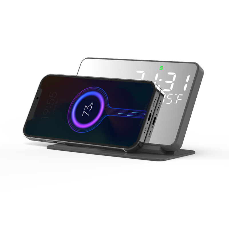 New 4-in-1 15W Wireless Charger for Phone, Earphone, Watch Wireless Charger with Clock and Temperature Display