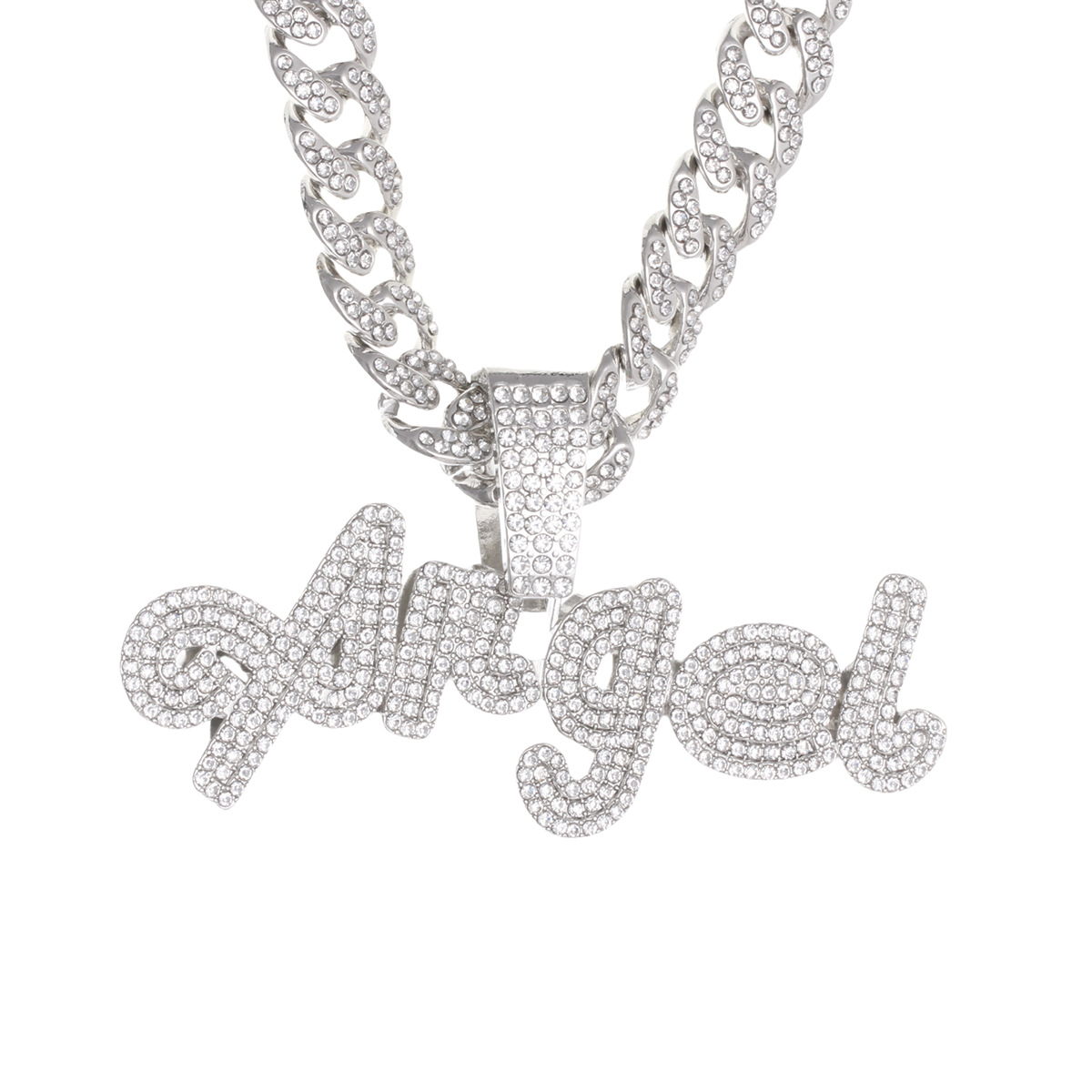 Gangster hip-hop full diamond pendant exaggerated alloy Cuban chain necklace pendant diamond-embedded cross