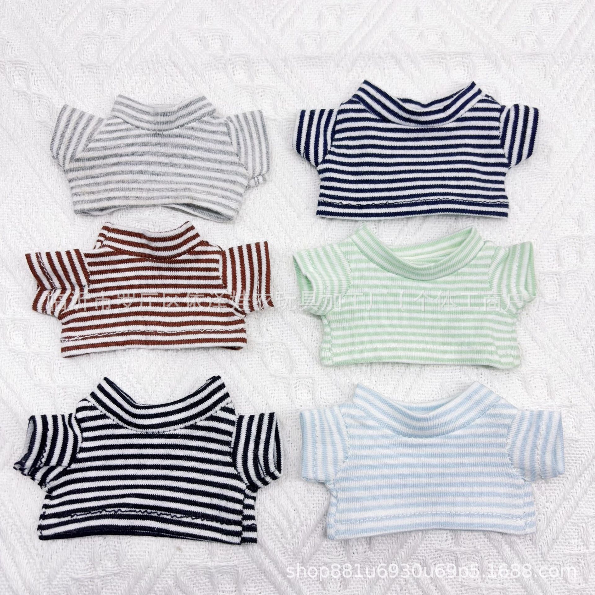 Striped T-shirt Doll Clothes 14cm Gate Dog Clothes Top Plush Toy Doll Plush Accessories Short Sleeve