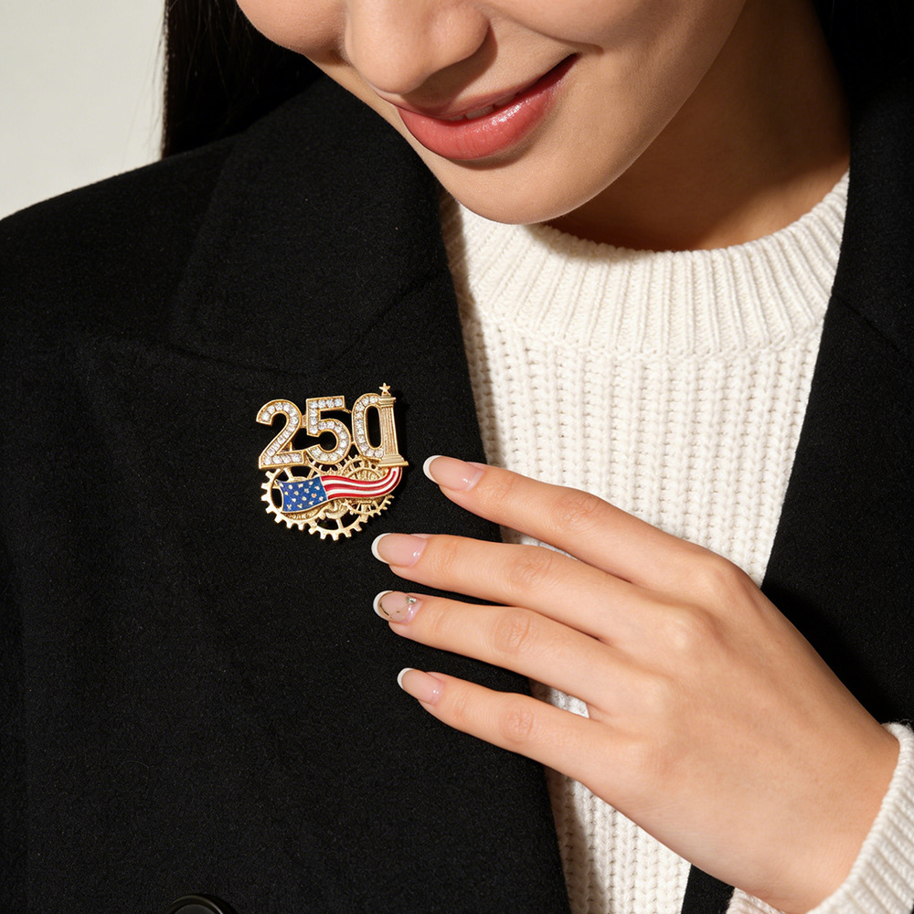 2026 US Founding 250th Anniversary Commemorative Brooch Independence Day Patriotic Medal Corsage Accessory