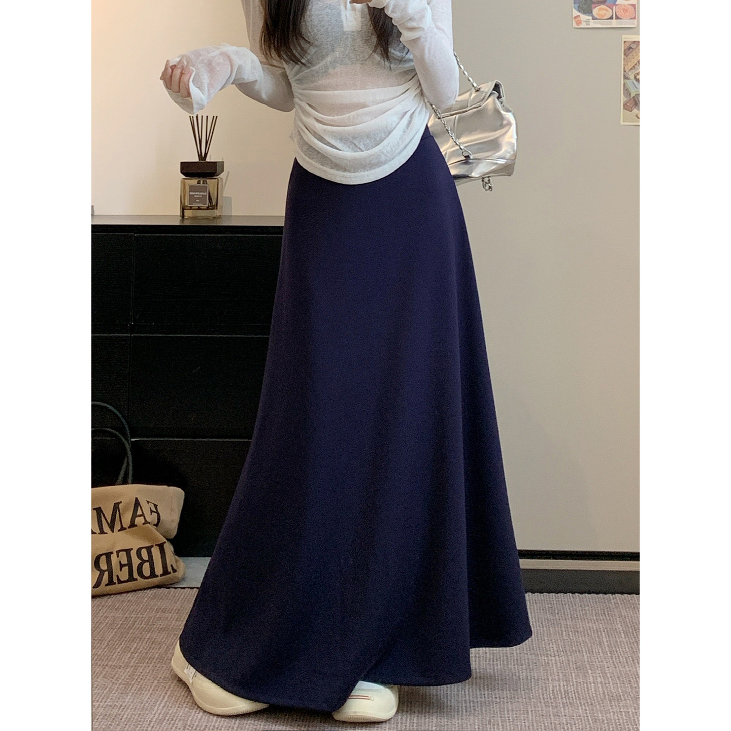 Muzilian Spring/Summer New High-Waist Wind Half Skirt Women Casual Midi Skirt Women