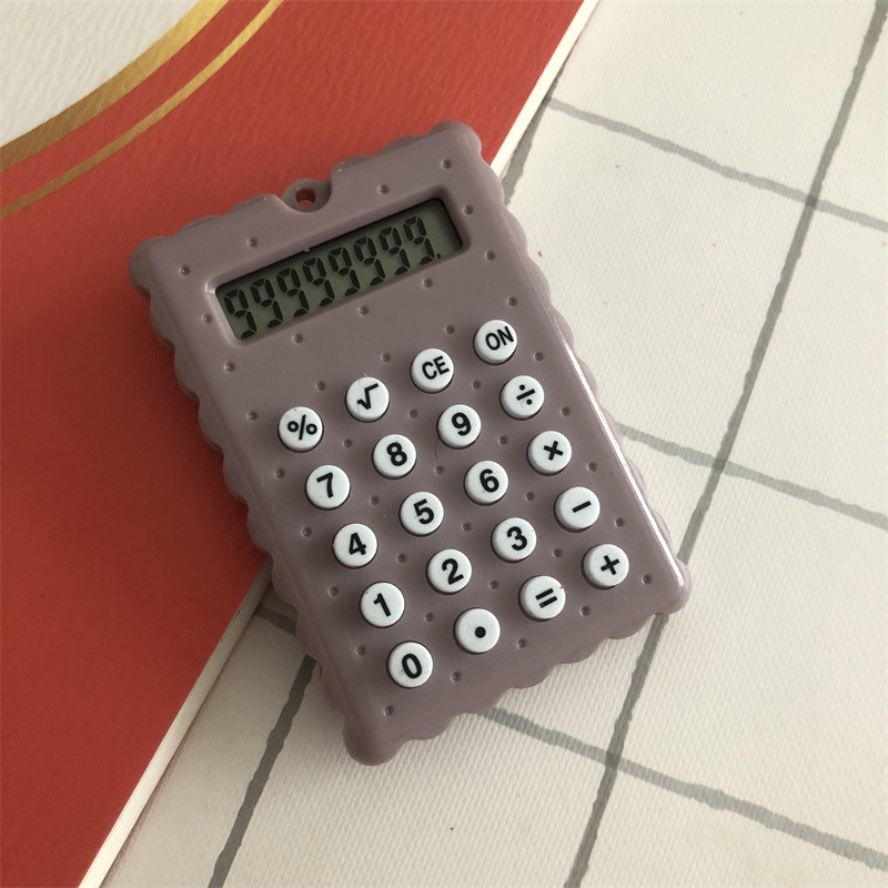 Mini Pendant Calculator Student 8-Digit Calculator Keychain Pendant Decoration Cute Small Biscuit Type Computer